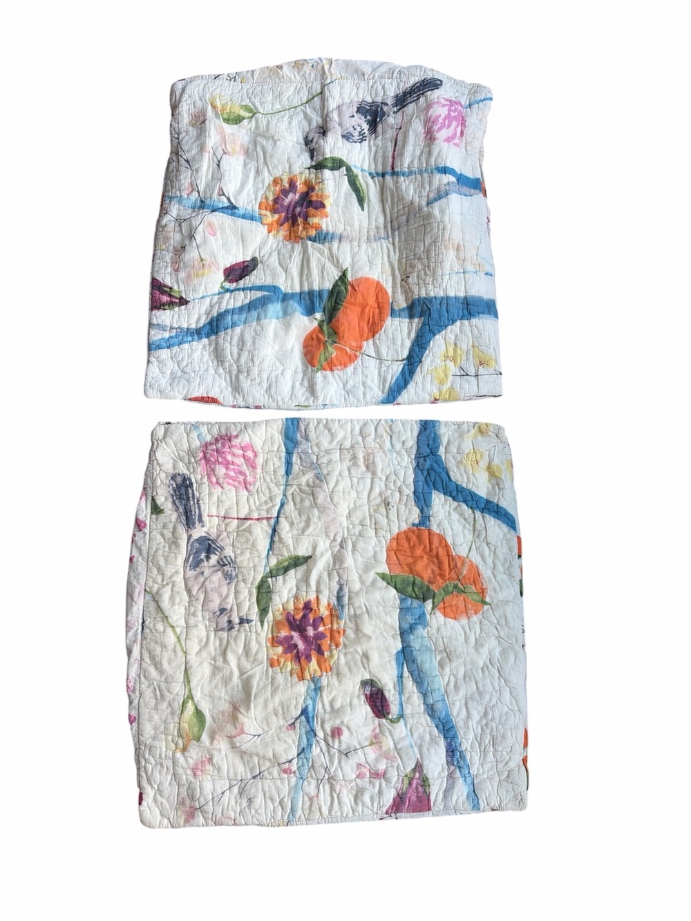 Quilted Floral 100% cotton White pillow cover set - Lightweight Spring Style